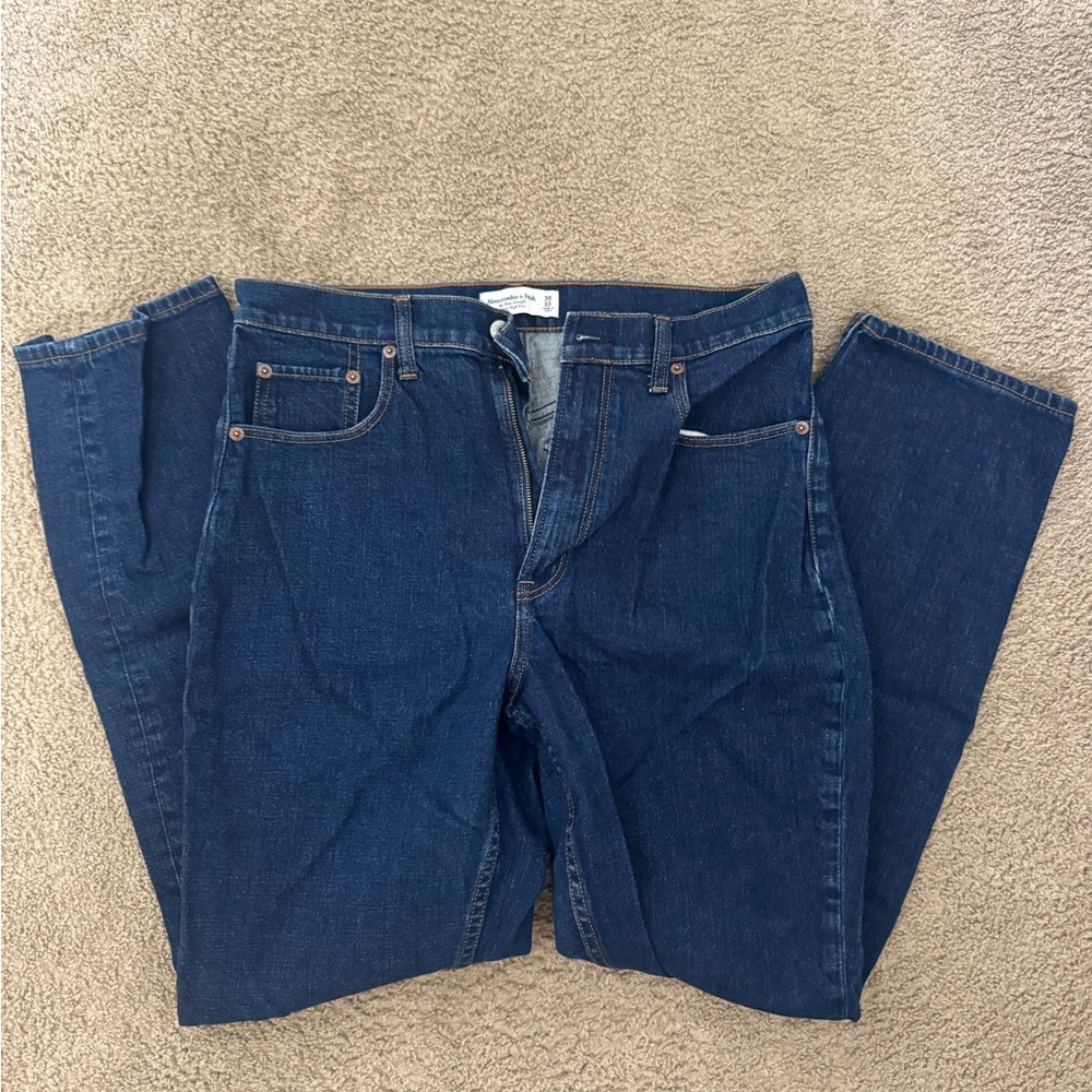 Abercrombie & Fitch Women's Dark Blue Straight Jeans